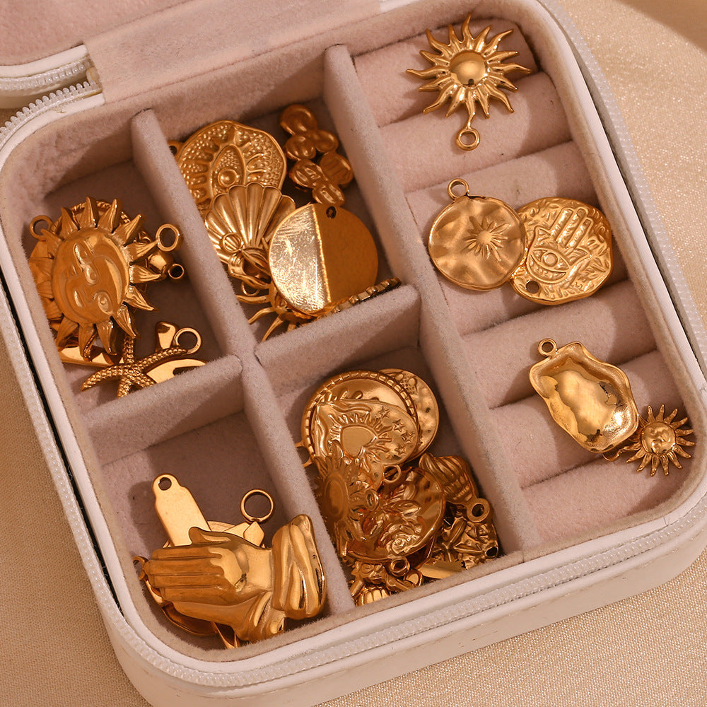 Wholesale Retro Geometric Stainless Steel 18K Gold Plated DIY Jewelry Accessories